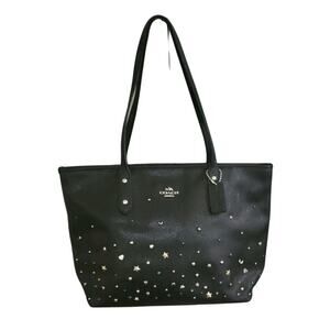 Coach‎ City Zip Tote with Stardust Studs Black F22299 Leather Top Zip BEAUTIFUL